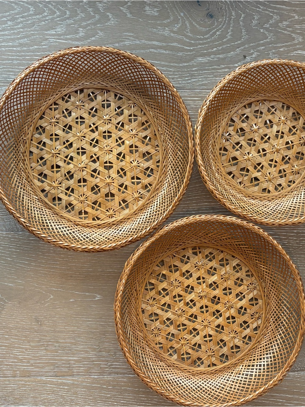 Natural Woven Rattan Round Basket Set - Brown
